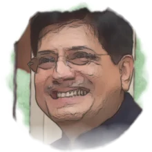 Watercolour portrait of Piyush Goyal