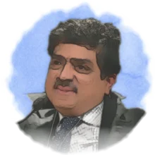 Watercolour portrait of Nandan Nilekani