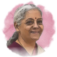 Watercolour portrait of Nirmala Sitharaman
